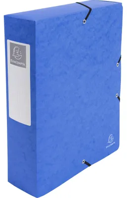 Produktbild von Exacompta 6x Archivbox Karton, 600g, Rücken 80mm + Etikett, A4, Blau, 50832E
