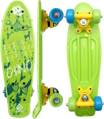 Produktbild von Enero Mini Dino 22″ Plastik-Skateboard Bunt – Leichtes Cruiser-Board mit Dino-Motiv
