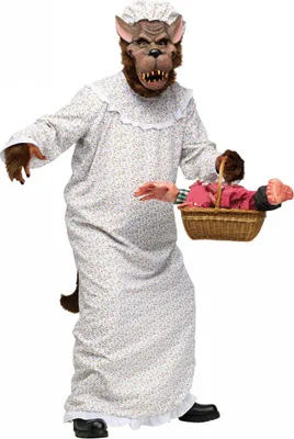 Produktbild von Böser Wolf im Oma Nachthemd Märchenkostüm für Fasching, Halloween & Karneval