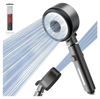 Produktbild von Hochdruck-Duschkopf mit Filter und 6 Strahlarten, wassersparende Technologie für hartes Wasser, entfernt Chlor, Bakterien und Schwermetalle, Duschkopf mit Stoppfunktion