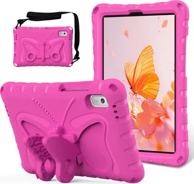 Produktbild von Kinder Hülle für Lenovo Tab M9 2023 TB-310FU 9,0" Leicht Stoßfeste EVA Kindgerechtes Schutzhülle mit Schultergurt, Schmetterlings-Ständer Rosa