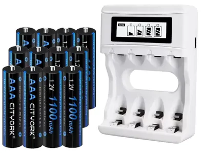 Image de Pile AAA rechargeable, capacité de 1 100 mAh, e CE, 1 chargeur pour 12 piles AAA