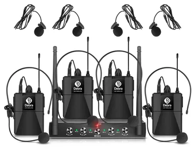 Productafbeelding van Draadloze Microfoonset 4-Kanaals UHF - Lavalier En Headset - XLR Aansluiting - Zwart