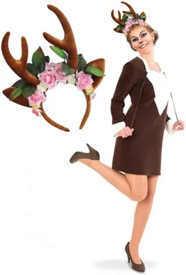 Produktbild von Damenkostüm-Set Rehlein Kleid inkl. Haarreif, Geweih Rentier Karneval Märchen Tierkostüm (Gr. 44, Mod.1)