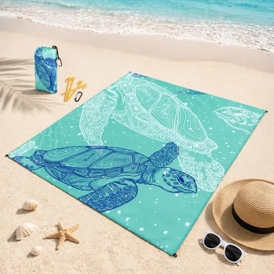 Productafbeelding van Strandmat 200 x 140 cm, waterdicht, polyester, 4 haringen, voor kamperen