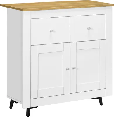 Produktbild von HOMCOM Modernes Esszimmer-Hilfsbuffet-Küchen-Sideboard mit Doppeltüren und 2 Schubladen für Wohnzimmer, Eingangsbereich, Büro, 78 x 35 x 80 cm, Weiß