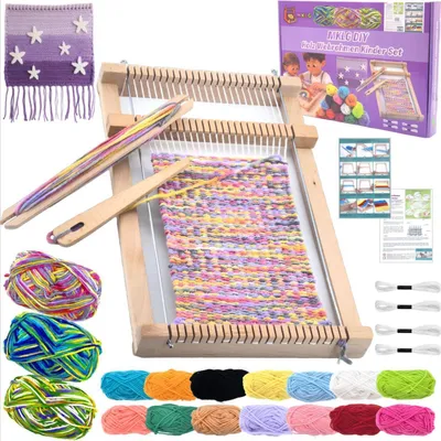 Productafbeelding van Holz weefraam set voor kinderen, 29 x 19 cm, inclusief wol en instructies