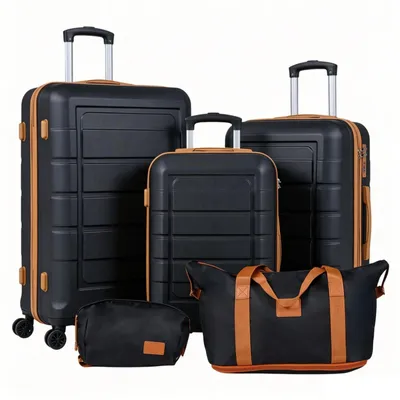 Produktbild von KOMFOTTEU 5-teiliges Koffer Set, 20+24+28 Zoll Reisekoffer erweiterbar, Hartschale Kofferset mit Zahlenschloss, Teleskopgriff & 360°Rollen, platzsparender Gepäck für Geschäftsreisen, Urlaub oder Kurztrips