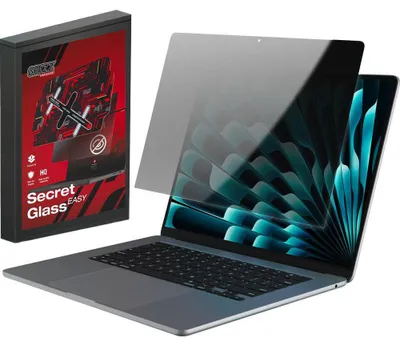 Immagine prodotto di Vetro privacy ibrido per MacBook Air 15" M5 2026, Grizz SecretGlass Easy con applicatore, opaco