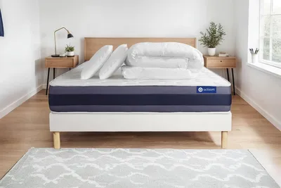 Productafbeelding van Volledige set: Bed - Matras 140x200 cm + Boxspringbed met lattenbodem (in de set) + 2 kussens + dekbed - Actilatex Morpho