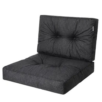 Produktbild von Bjird Sesselkissen, Kissen für Rattanmöbel, Sitzkissen & Rückenkissen, Sitzkissen für Sessel / Stühle - Indoor & Outdoor - Anti-Rutsch - 59x59, 59x39 cm, Schwarz