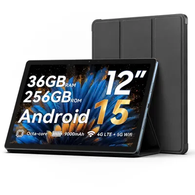 Produktbild von Blackview Mega2 mit Hülle, 12 Zoll, 2K Display, FHD Tablet, 2025, 24(8+16) GB+256GB 2TB Erweiterbar,  Dual 4G, 5GWiFi, 9000mAh, Android 15