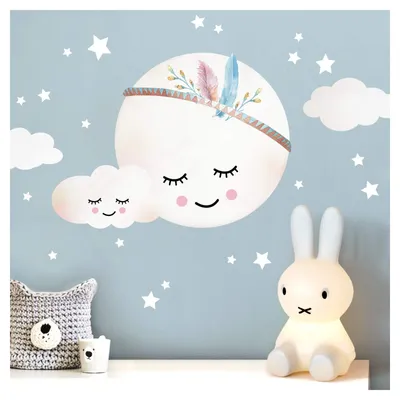 Produktbild von Selbstklebende Wandsticker für das Kinderzimmer mit Sternen und Wolken