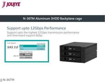 Produktbild von JOUJYE JJ-N-36TM SATA-SAS I II III Gehäuse 8,6cm x 14,6cm for 3XHDD 6,4cm-8,9cm 2,5Zoll-3.5" Schwarz (JJ-N-36TM / A 2677)