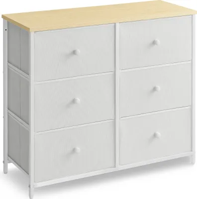 Produktbild von SONGMICS Kommode, Schrank, 6 Stoffschubladen, Metallgestell, Weiß-Eichenfarben