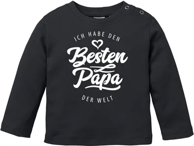 Produktbild von Baby Langarmshirt Babyshirt Ich habe den besten Papa der Welt Spruch Geschenk Jungen Mädchen Moonworks® schwarz 80/86 (10-15 Monate)