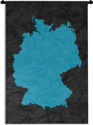Produktbild von MuchoWow® Wandteppich Wandbehang Karte - Deutschland - Blau 60x90 cm Tapisserie Dekoration Wandtuch - Foto-Teppich - Abwaschbar