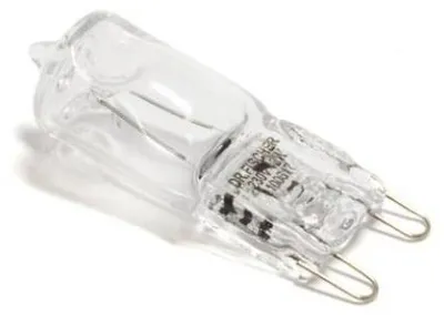 A clear, close-up shot of a G9 halogen bulb against a white background.