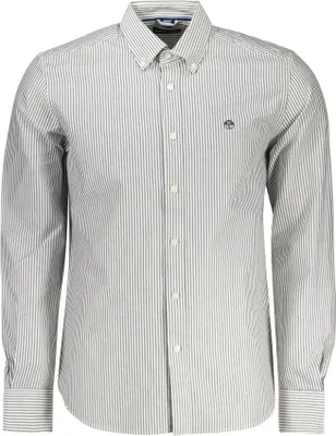 Produktbild von Weißes Herren Langarmhemd mit Streifen und Button-Down-Kragen