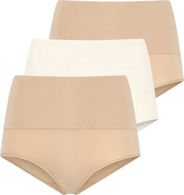 Image de Slips Jockey pour femme, lot de 3 - Slips gainants, unis blanc/beige, taille L