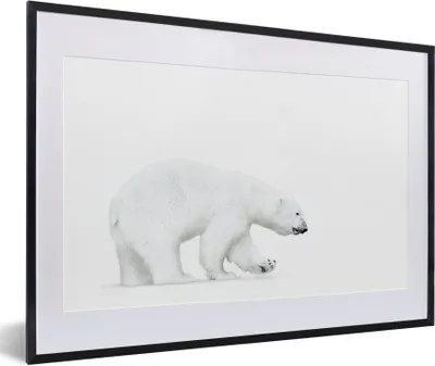 Produktbild von MuchoWow® Gerahmtes Poster Eisbär - Tiere - Weiß 60x40 cm - Poster mit Schwarzem Bilderrahmen Wandposter Rahmen Foto Bilder - Schlafzimmer - Plakat in Rahmen - Drucken