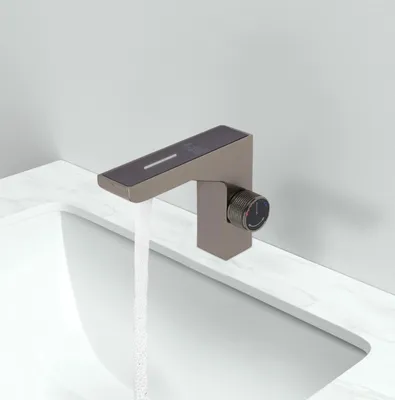 Produktbild von LED Badarmatur - Waschtischarmatur - Warm/Kalt - Standmontage - Edelstahl - Keramikkartusche - Verbrühschutz
