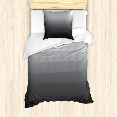 Produktbild von ABAKUHAUS Ombre Bettbezug Set, Graustufen Ändern Abstrakt Illustration Mit Moderner Zeitgenössischer Kunst Einflüsse, 135 x 200 cm + 80 x 80 cm, Weiß Grau