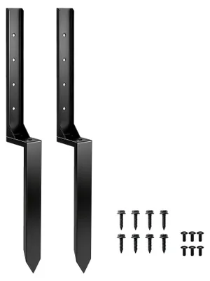 Produktbild von Zaunpfosten Reparaturset 2er-Set Stützpfähle für Zaunpfosten mit Nägeln Bohrer 81 x 5,5 x 12 cm Schwarz