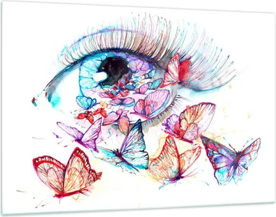 Produktbild von Bilder auf glas - Auge Butterflys Fantasie Fantasie - 120x80cm - Glasbilder - Wandbilder - Kunstdruck - Wanddekoration aus Glas - Glas Bilder - Wandbild auf Glas - GAA120x80-3096