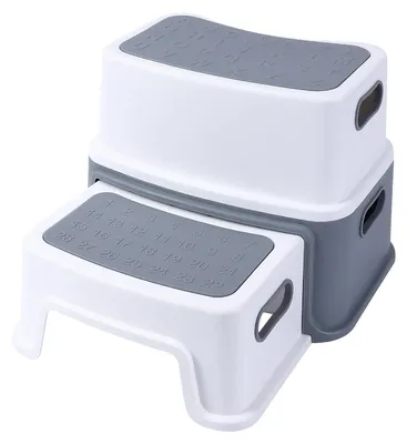 Image de Escabeau, conception sûre, portable pour une utilisation dans la salle de bain, gris