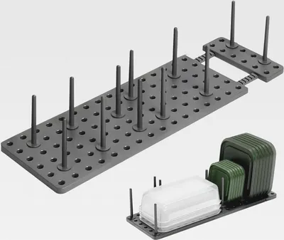 Produktbild von Tellerhalter für Schublade - Verstellbarer Geschirr-Organizer mit 12 Stützen - Für Teller, Schüsseln, Tassen, Topfdeckel - Platzsparende Aufbewahrung & Ordnung in der Küche, Dunkelgrau