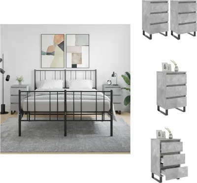 Produktbild von vidaXL Nachttische 2 Stk. Betongrau 40x35x69 cm Holzwerkstoff -  Nachttische