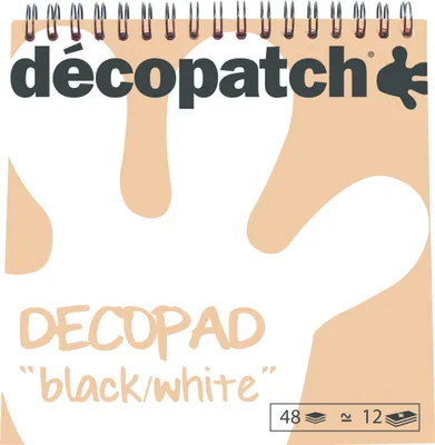 Produktbild von Décopatch 5x Décopad Block mit 48 Blatt -Papier 15x15cm - Weiß/schwarz BLOC07C