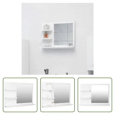 Image de The Living Store miroir de salle de bain blanc 60x10,5x45 cm bois composite