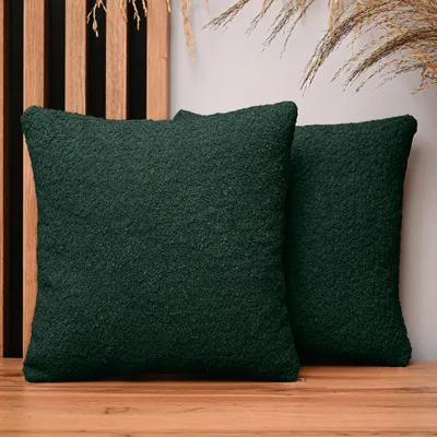 Obrázek produktu pro MG Design, sada 2 povlaků na polštáře, 35 x 35 cm, tmavě zelená barva - s zipem, jemně tkané s příjemnou texturou, snadno se udržují