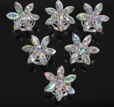 Produktbild von 6 Strass Curlies Braut Kommunion Hochzeit Haarschmuck Stern