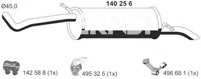 Obrázek produktu pro ERNST 140256 – Koncový tlumič výfuku pro vozidlo SKODA ROOMSTER (5J)