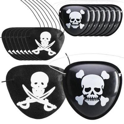Produktbild von com-four® 10x Piraten-Augenklappen in schwarz für Piraten-Kostüme zum Fasching, Karneval, Halloween oder anderen Motto-Partys [Auswahl variiert]