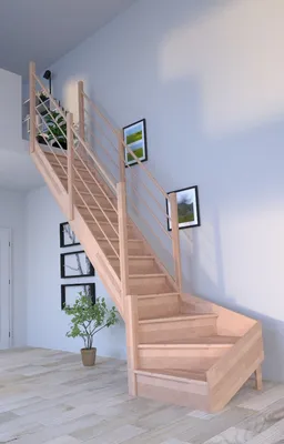 Zdjęcie produktu dla Drewniane schody Rhodos w kształcie ¼ spirali po lewej stronie - balustrady z drewna bukowego po obu stronach - z podstopnicami