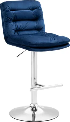 Produktbild von CLP Barhocker Damar Samt höhenverstellbar und drehbar blau Gestell Farbe chrom