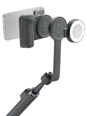 Productafbeelding van Shiftcam SnapTravel Kit Essential – Ergonomische magnetische cameragrip met Bluetooth sluiterknop – Uitschuifbare Selfiestick tot 75cm – Compacte SnapPocket Light met 4 helderheidsniveaus - Zwart