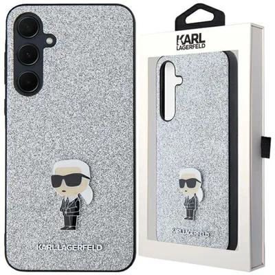 Produktbild von Karl Lagerfeld Fester Glitzer-Ikonik-Logo-Metallpin - Samsung Galaxy A35 5G Hülle (Silber)