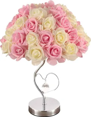 Produktbild von Nachttischlampe, rosa Blumenherzlampe, Schlafzimmer-Dekolampe, Muttertags-Valentinstagsgeschenk, Geburtstagsgeschenk