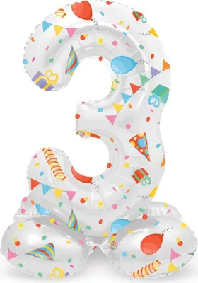 Produktbild von Stehender Zahl 3 Partytime Ballon 72cm