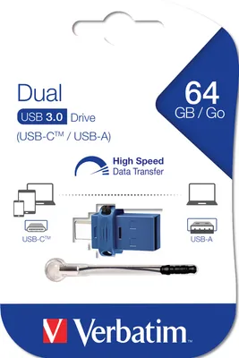 Produktbild von Verbatim USB 3.0 Stick 64GB, Typ A/C, Dual Drive