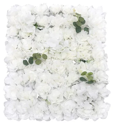 Obrázek produktu pro Umělá květinová stěna – panely s růžemi – sada 2 kusů, rozměry 40x61 cm – hedvábné růže – dekorace na svatby a do interiéru – pro použití v interiéru – bílá barva