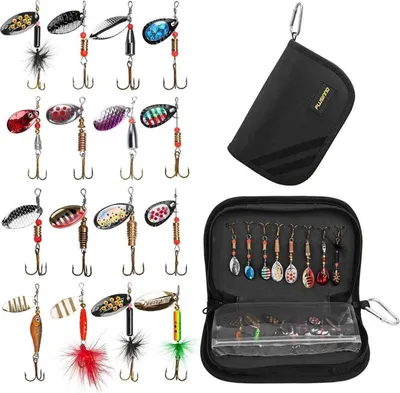 Image de set de 16 appâts pour brochet, perche, sandre et truite Sac de transport Appâts de pêche