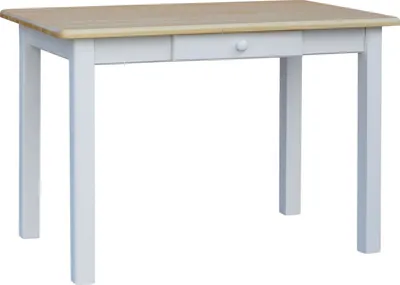 Immagine prodotto di Tavolo bianco con cassetto in legno di pino massiccio con piano laccato 90 x 60 cm