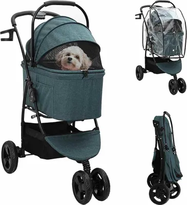 Produktbild von Faltbarer Haustierwagen Grün 78 x 54 x 101 cm Polyester