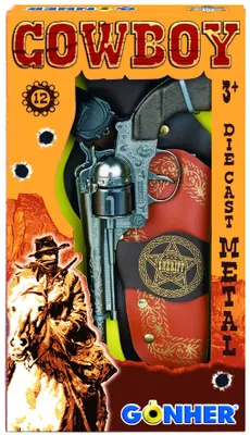 Immagine prodotto di Set da cowboy - revolver + stella dello sceriffo in metallo 12 colpi